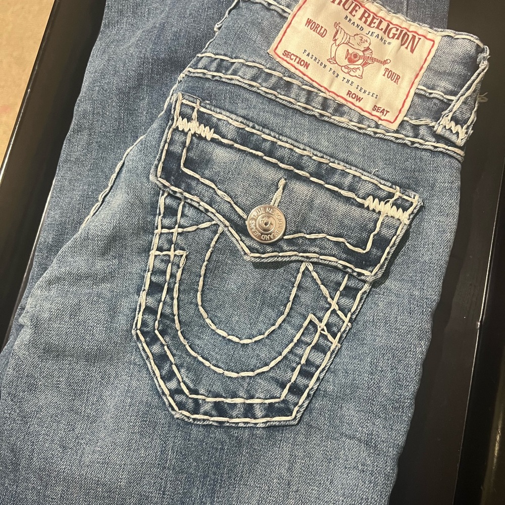 True Religion Men's Light Blue Straight Jeans
